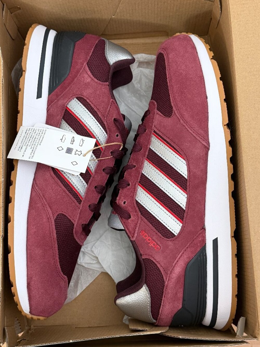 Adidas Men's Run 80s Shadow Red/Matte Silver/Maroon 11.5 NWT